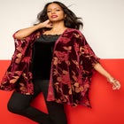 Plus Size Burnout Velvet Kimono image number null