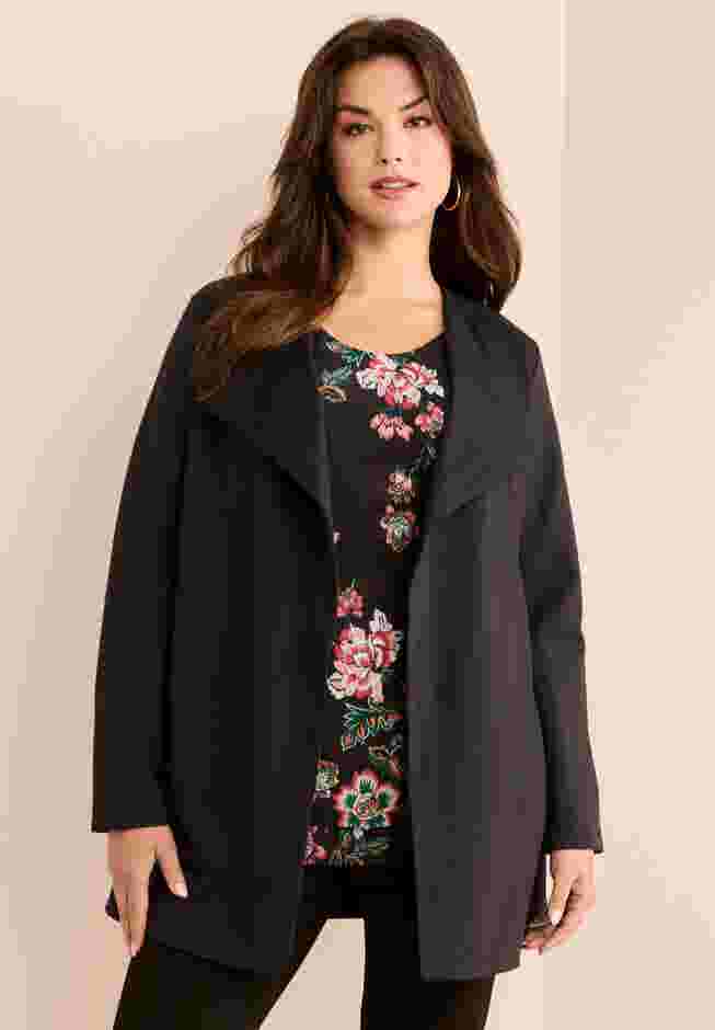 Plus Size Ultimate Ponte Drape Collar Jacket image number 0