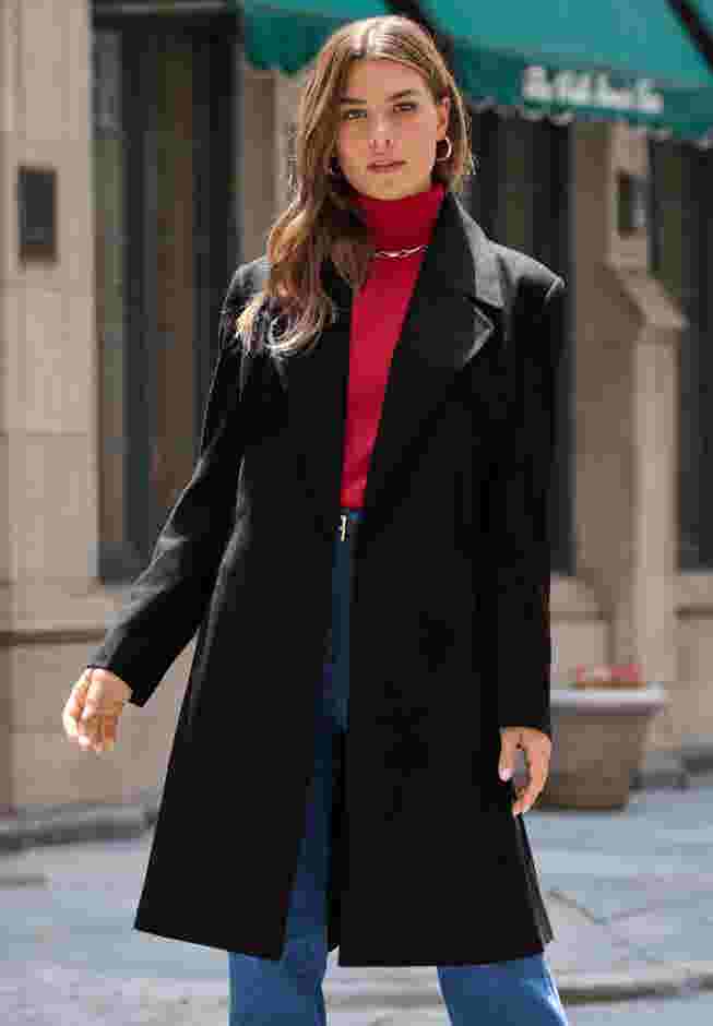Plus Size A-Line Belted Wool Blend Coat image number 0