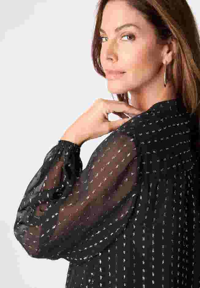 Lurex Popover Henley Blouse image number 2