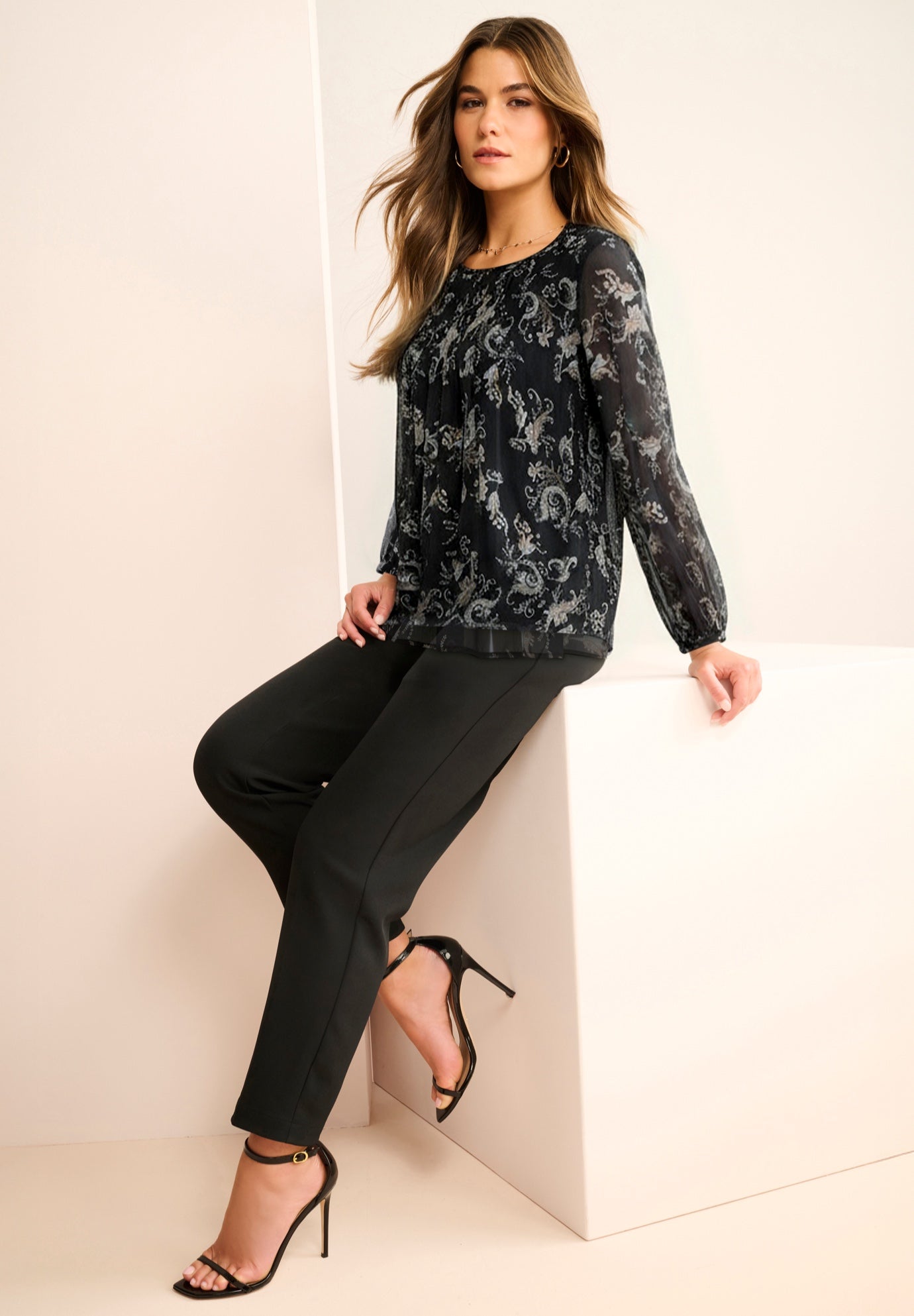 Swing Chiffon Pleated Blouse image number 0