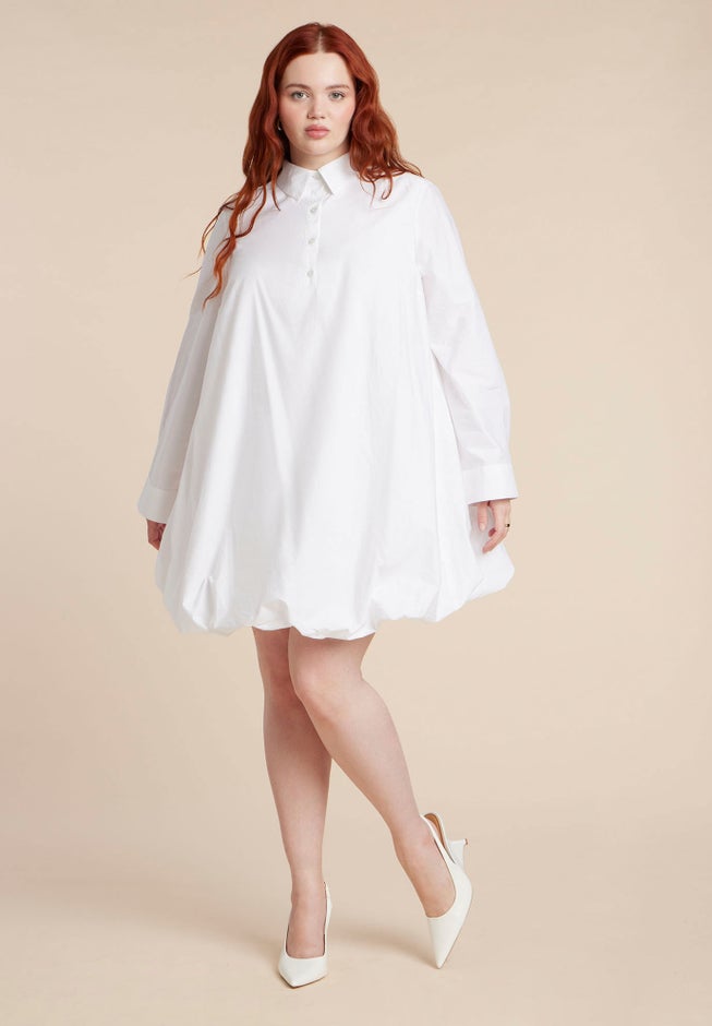 Bubble Hem Mini Shirt Dress image number 2