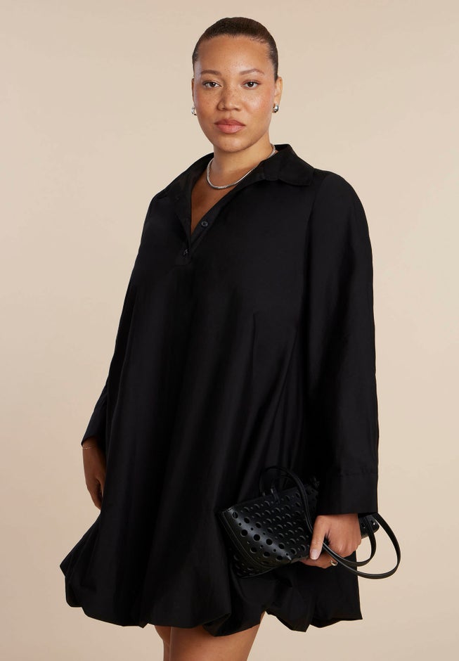 Bubble Hem Mini Shirt Dress image number 2