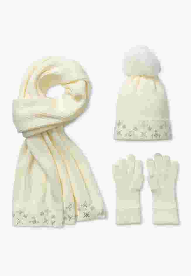 3 Piece Embellished Hat, Scarf And Gloves Set image number 3