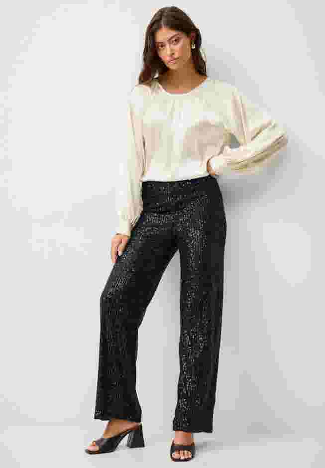 Relaxed Sequin Pants with Elastic Waist image number 2