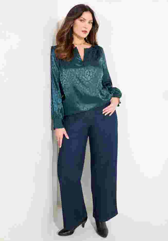 Satin Jacquard Peasant Blouse image number 3