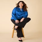 Satin Jacquard Peasant Blouse image number null