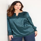 Satin Jacquard Peasant Blouse image number null