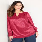 Satin Jacquard Peasant Blouse image number null