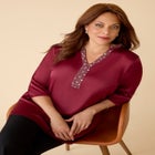 Embellished-Neck Satin Tunic image number null