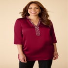 Embellished-Neck Satin Tunic image number null