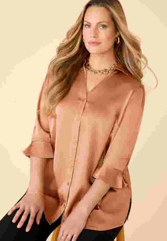 Satin Buttonfront Shirt image number 4