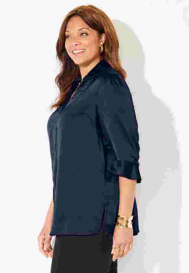 Satin Buttonfront Shirt image number 1