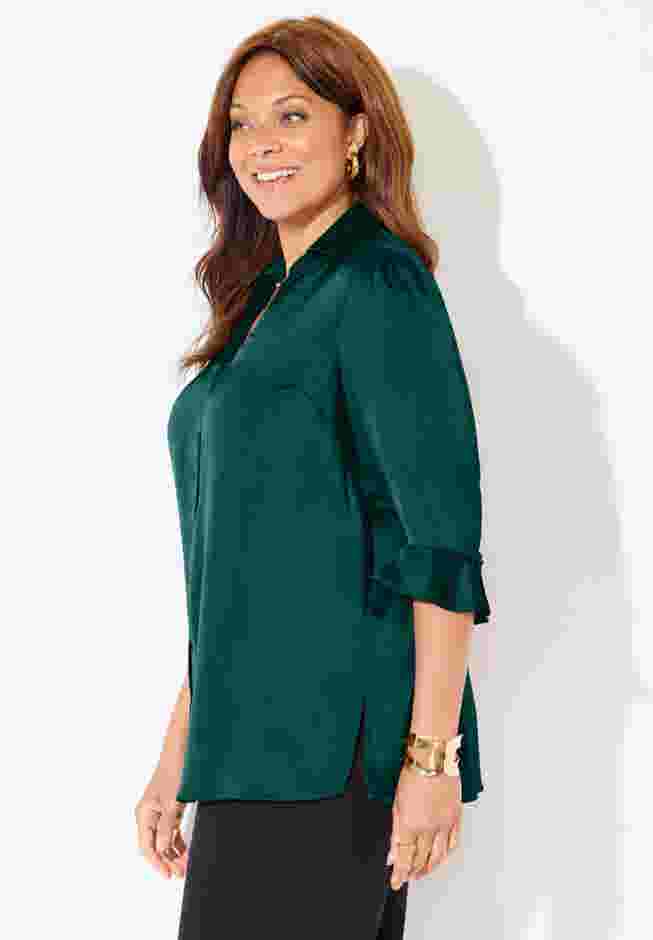 Satin Buttonfront Shirt image number 1