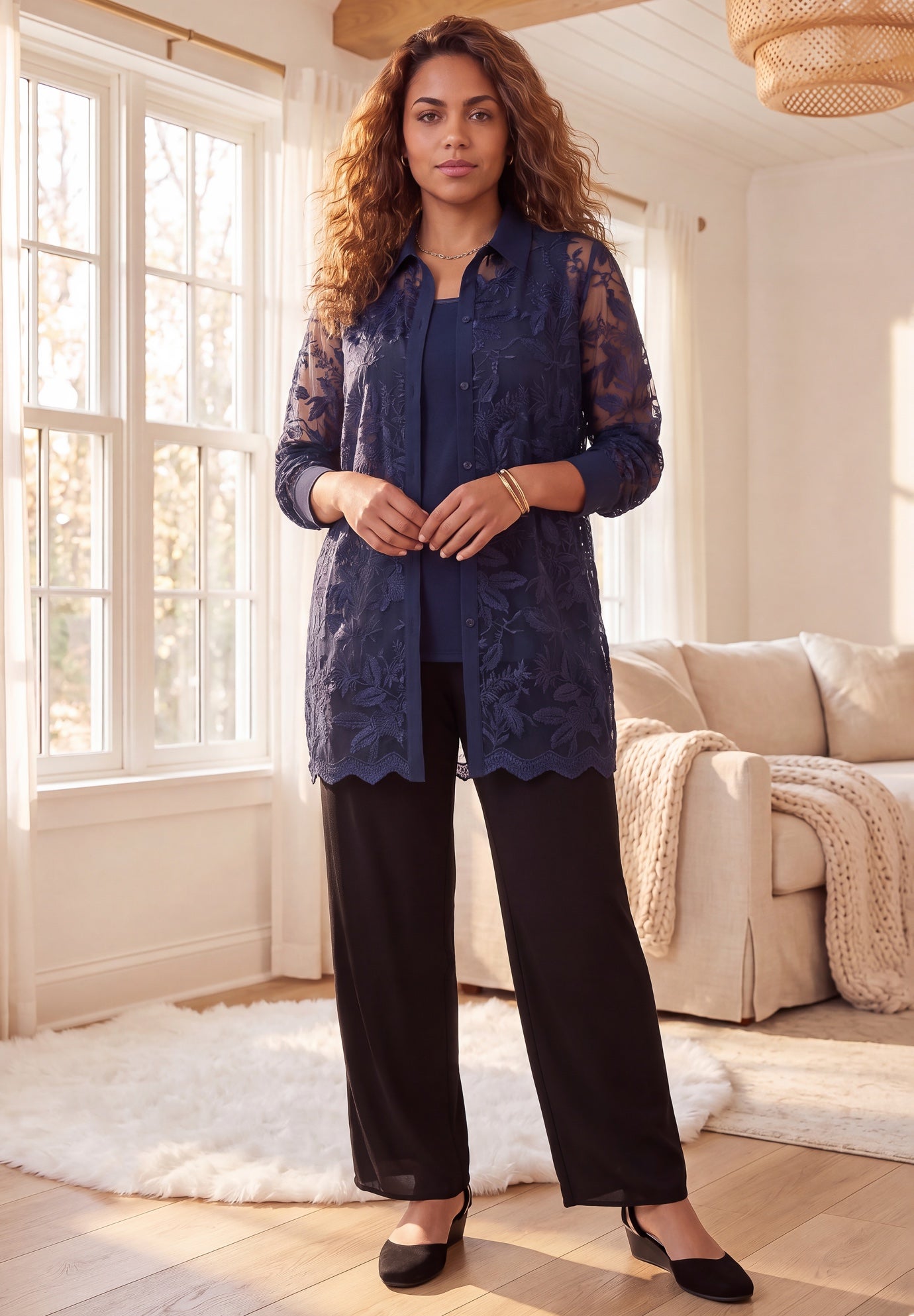 Meredith Satin Mesh Top image number 0