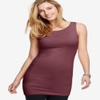 Stretch Knit Scoop Neck Sleeveless Long Tank image number null