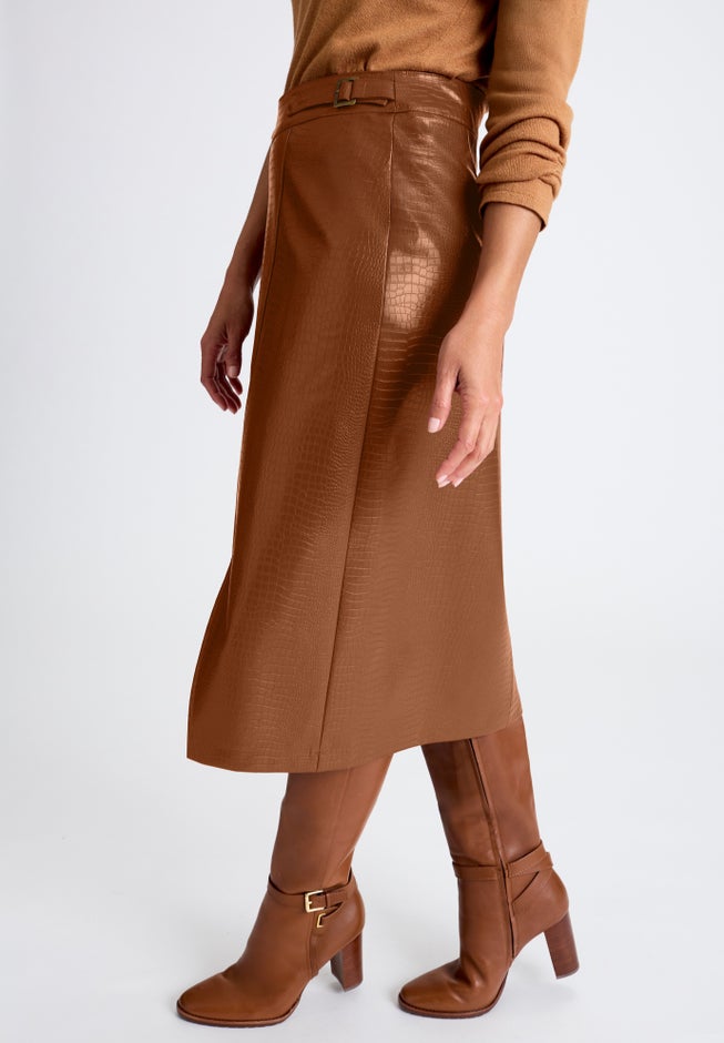 Faux Leather Croc Wrap Skirt image number 3