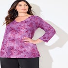 Flocked Tie-Dye V-Neck Tunic image number null