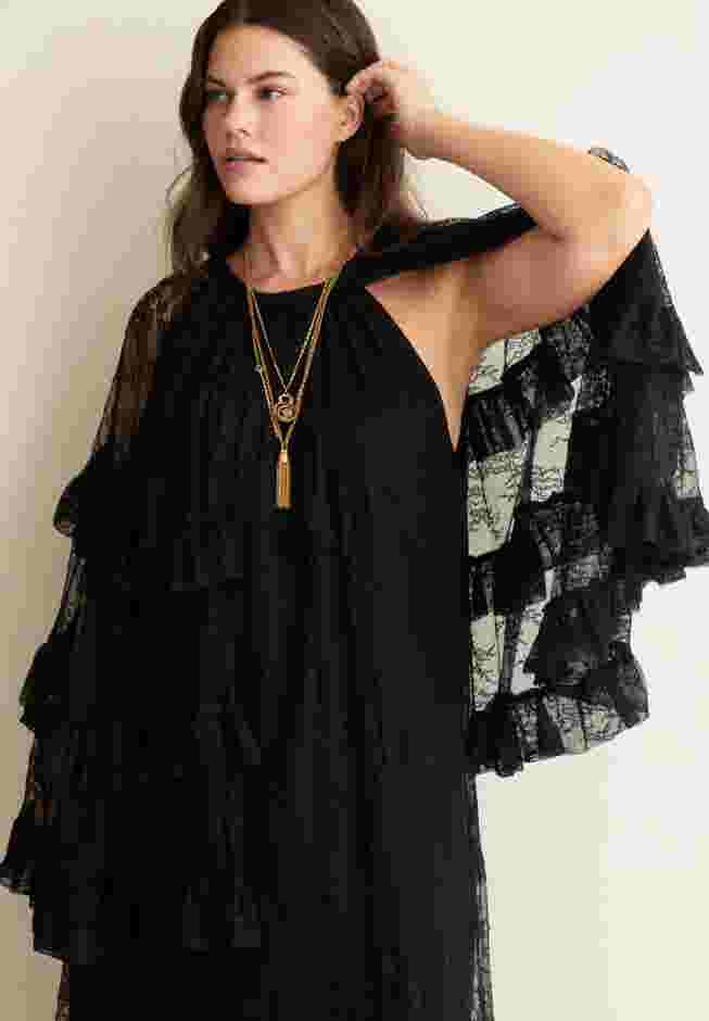 Tiered Lace Cape Maxi Dress image number 3