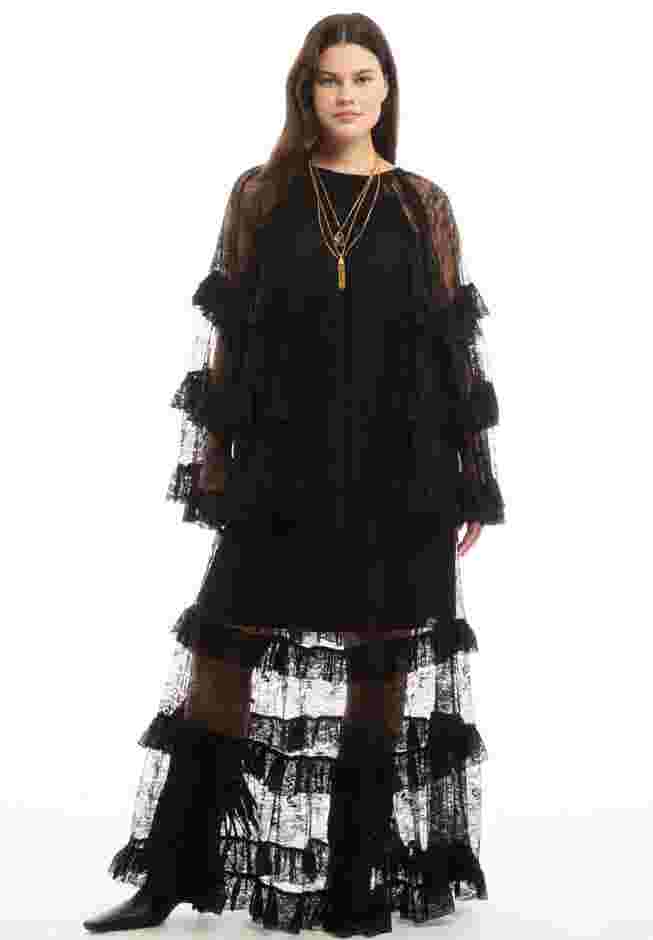 Tiered Lace Cape Maxi Dress image number 0
