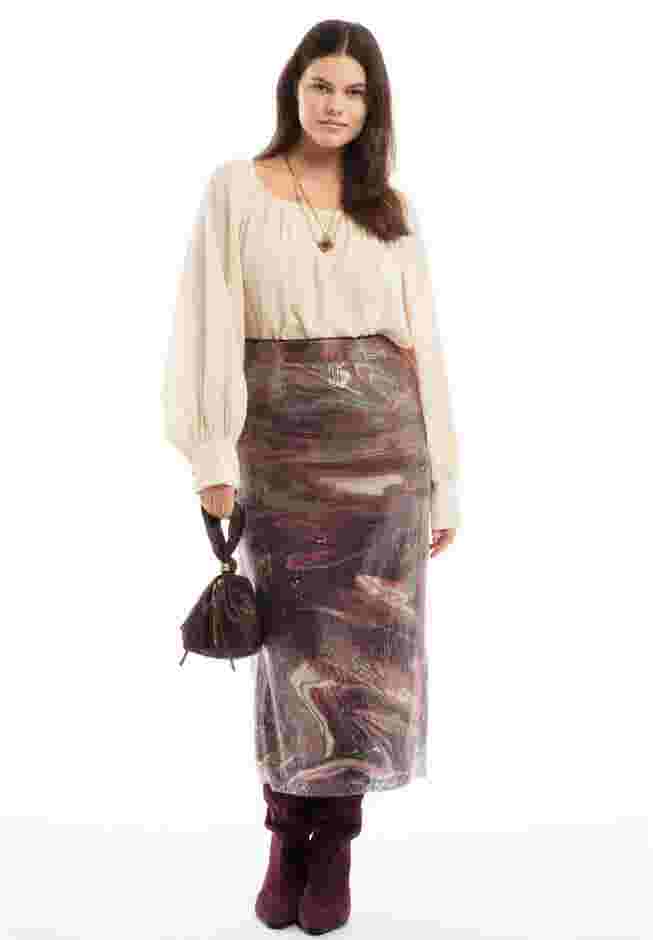 Sequined Mesh Column Midi Skirt image number 0