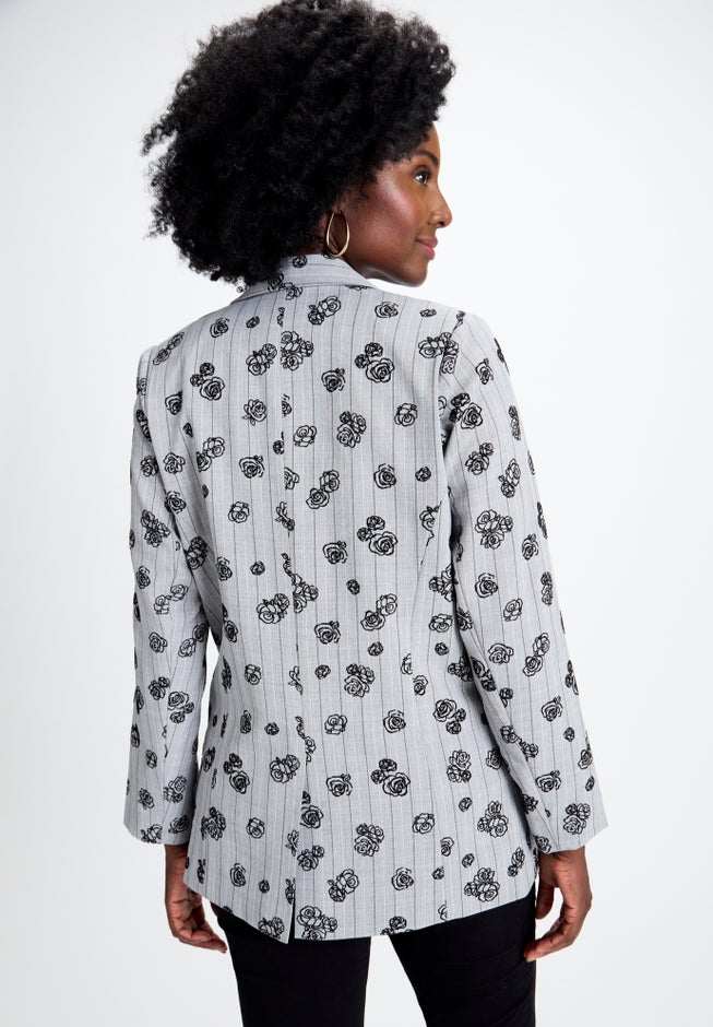 Flocked Floral Blazer image number 1