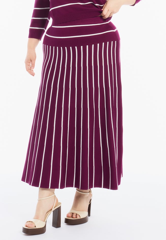 Striped Knit Midi Skirt image number 1
