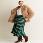 Striped Knit Midi Skirt image number null