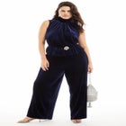 Velvet Wide-Leg Pants image number null