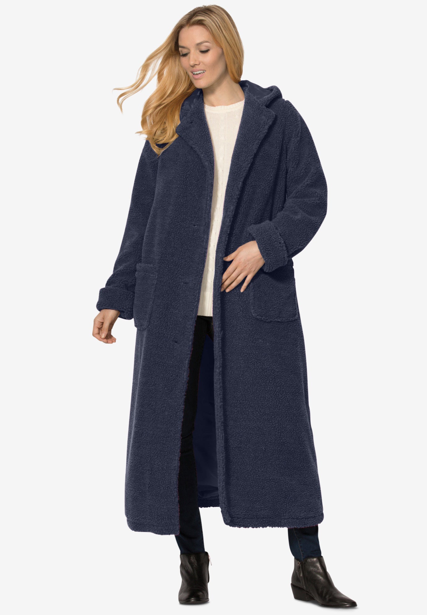 Long Hooded Berber Fleece Coat image number 0