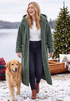 Long Hooded Berber Fleece Coat