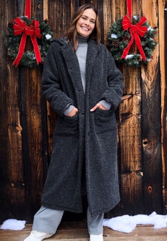 Long Hooded Berber Fleece Coat