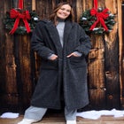Long Hooded Berber Fleece Coat image number 0