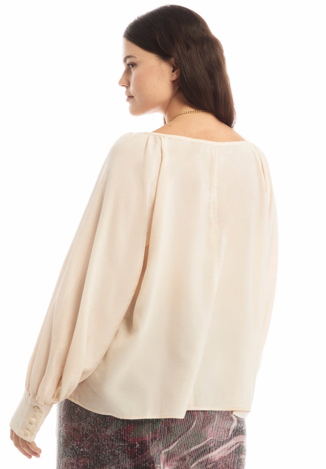 Boat Neck Balloon-Sleeve Blouse image number 1