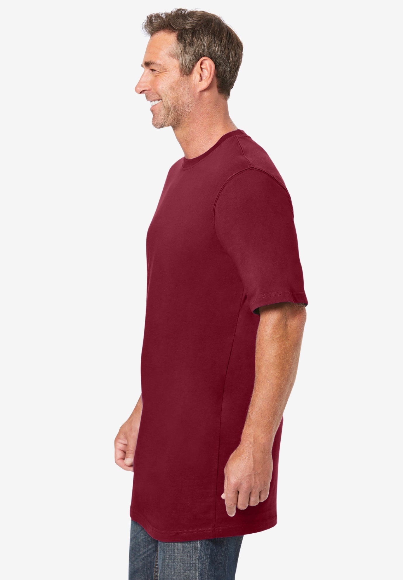 Shrink-Less&trade; Lightweight Longer-Length Crewneck T-Shirt image number 2
