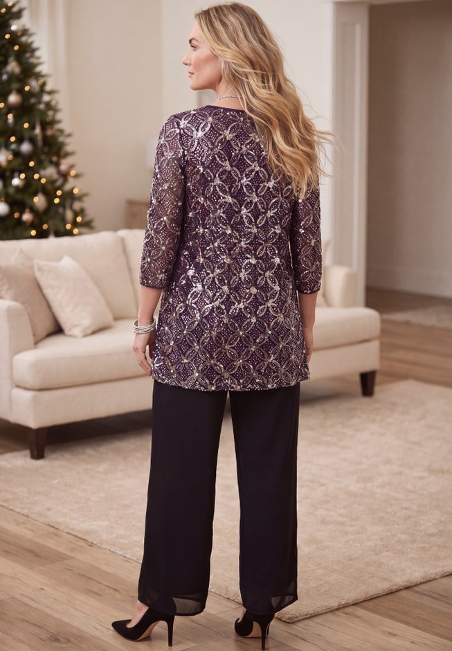 Sequin Jewel Neck Duet image number 1