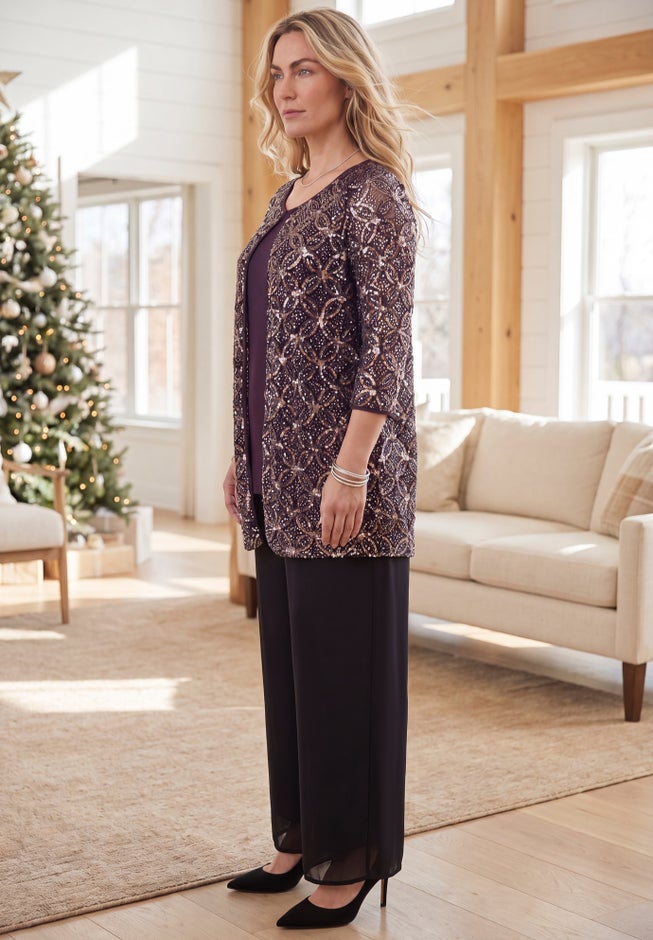 Sequin Jewel Neck Duet image number 2
