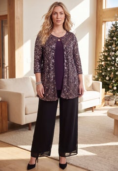 Sequin Jewel Neck Duet