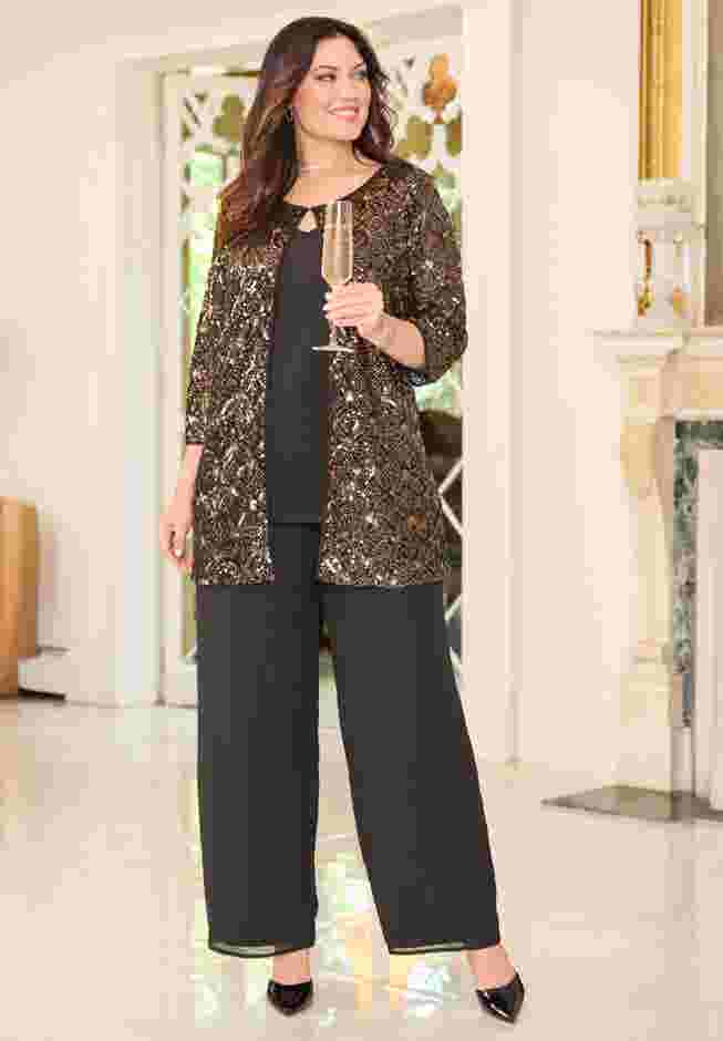 Sequin Jewel Neck Duet image number 0