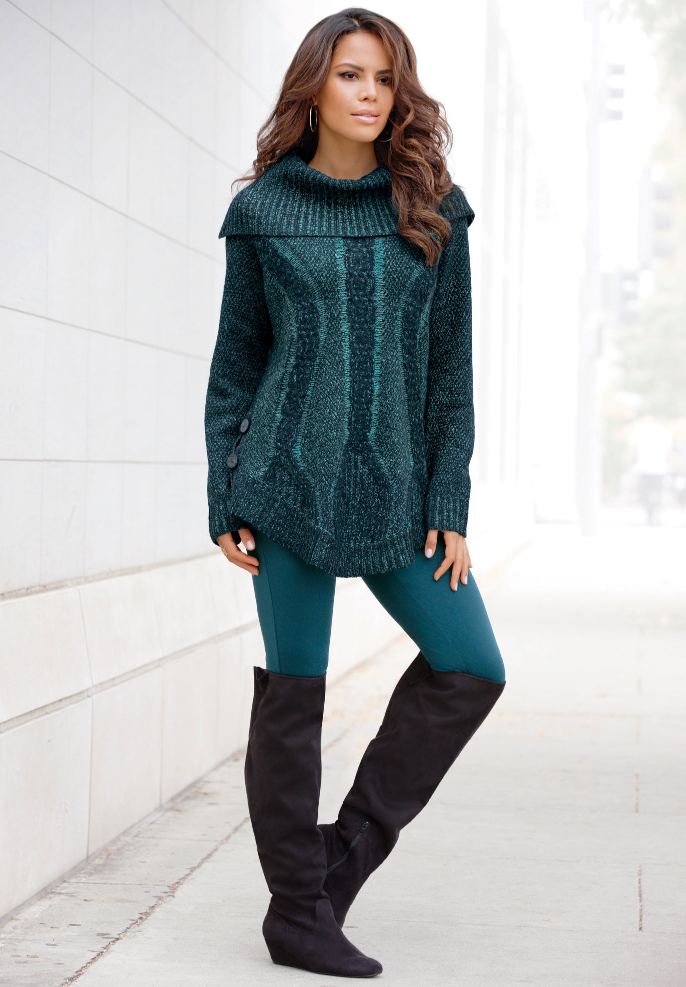 Cowl Neck Cable Pullover Sweater image number 2