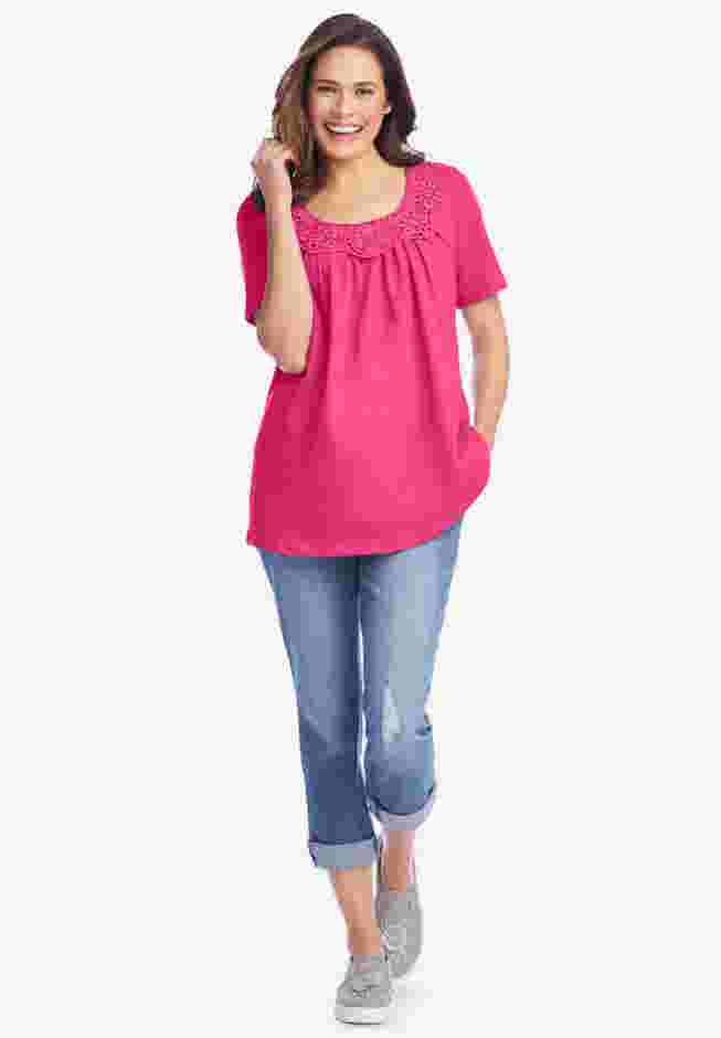 Crochet-Trim Knit Top image number 2