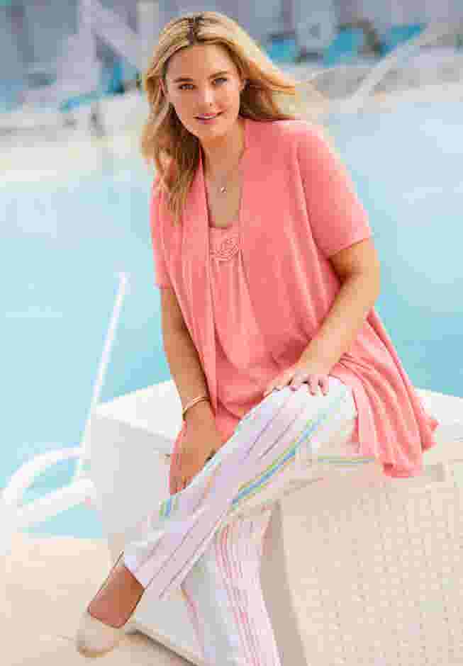 Crochet-Trim Knit Top image number 3