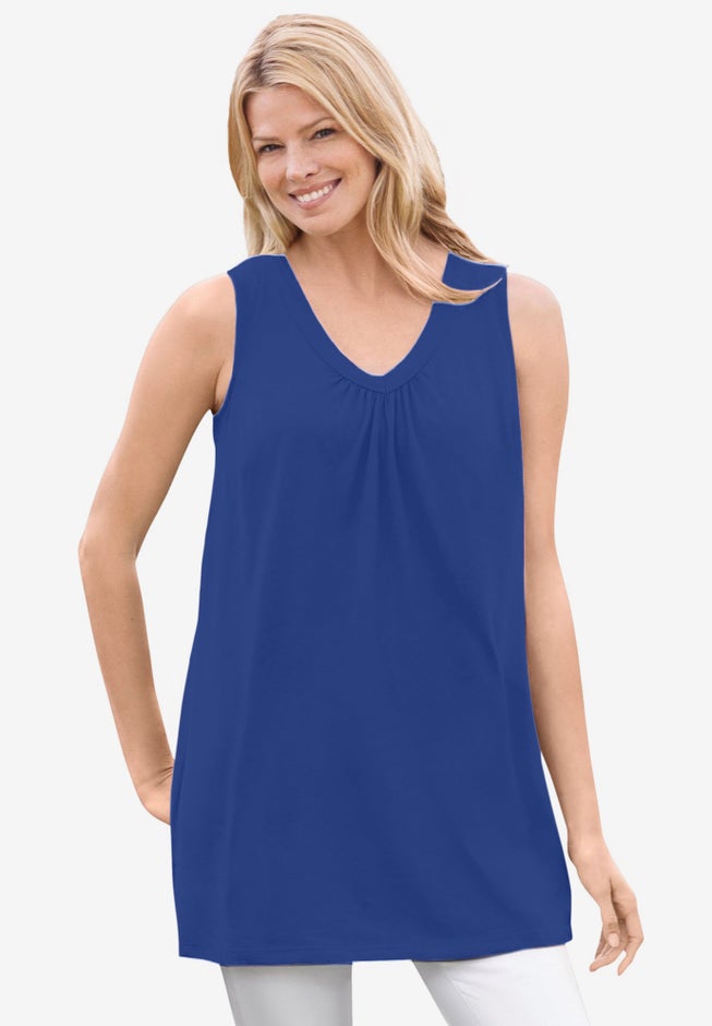 Perfect Sleeveless Shirred V-Neck Tunic image number 5