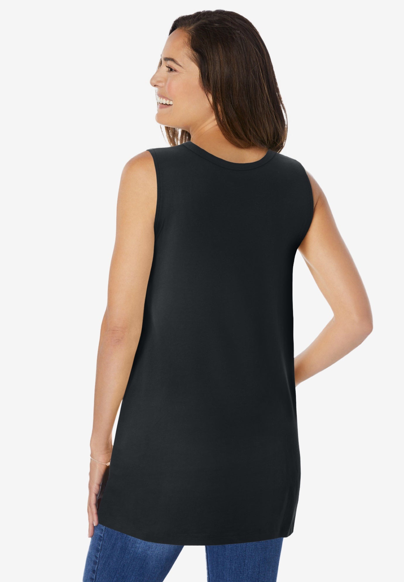 Perfect Sleeveless Shirred V-Neck Tunic image number 1