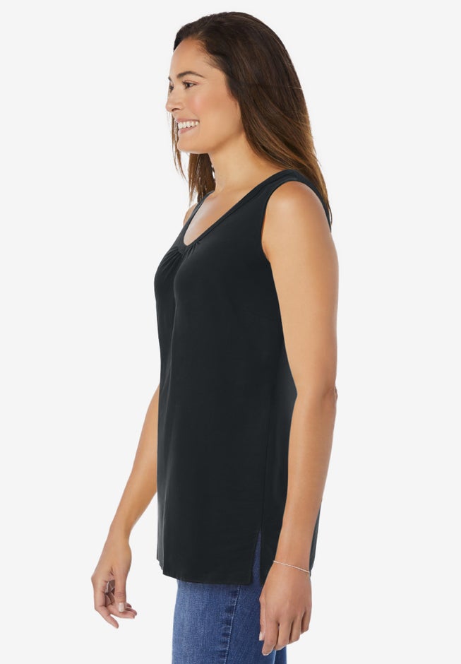 Perfect Sleeveless Shirred V-Neck Tunic image number 2