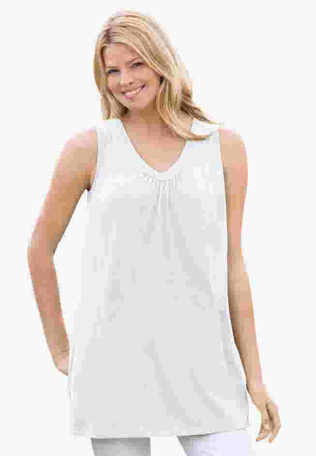 Perfect Sleeveless Shirred V-Neck Tunic image number 0