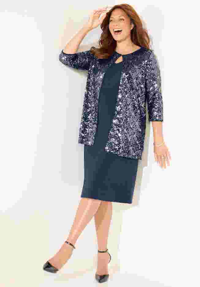 Mesh Flyaway Sheath Dress image number 4