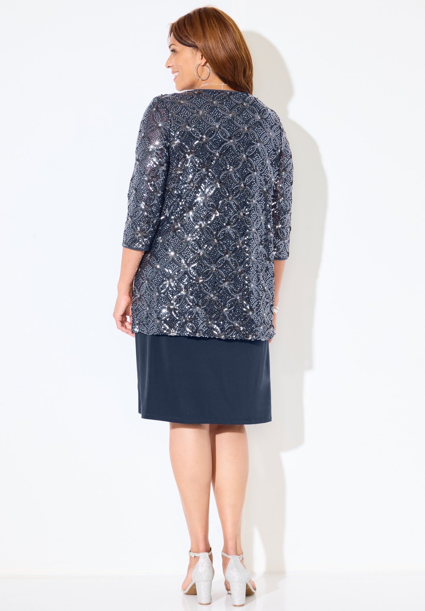 Mesh Flyaway Sheath Dress image number 1