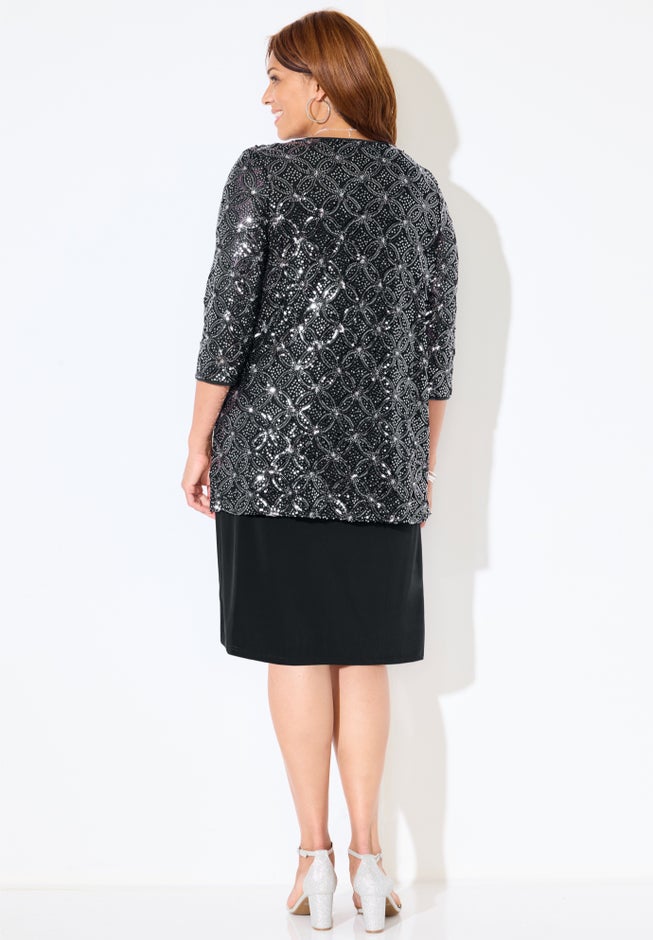 Mesh Flyaway Sheath Dress image number 1