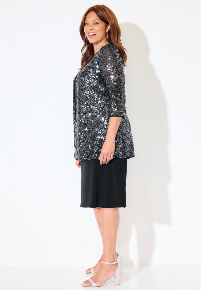 Mesh Flyaway Sheath Dress image number 2